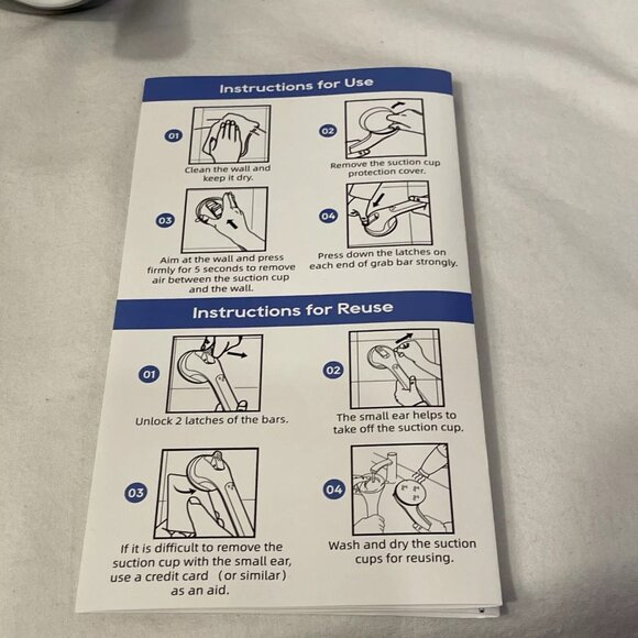 One Shower Grab Bar w/Suction Cups 16” Handle, Easily Removable New No Packaging - Picture 10 of 10